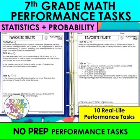 Th Grade Math Statistics And Probability Performance Tasks Th Grade