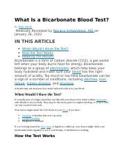 What Is a Bicarbonate Blood Test.docx - What Is a Bicarbonate Blood Test? By Matt Smith ...