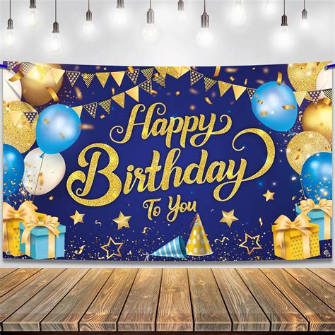 Amazon Katchon Happy Birthday Banner Blue And Gold Xtralarge