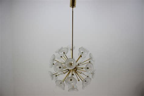 Kamenický Šenov Sputnik Dandelion Chandelier Pendant 1970s at