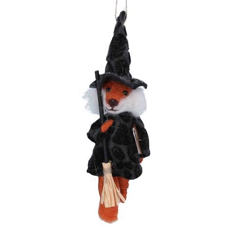 Gisela Graham Halloween Decorations Fox Witch With Broom