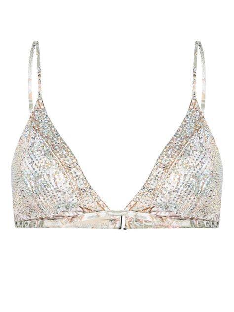 Camilla Tower Tales Crystal Embellished Bikini Top In Natural Lyst