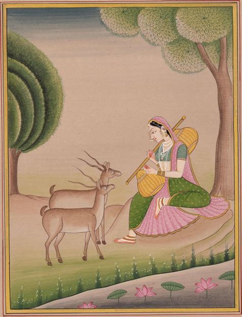 Todi Ragini Miniature Painting Indian Rajasthani Ethnic Handmade