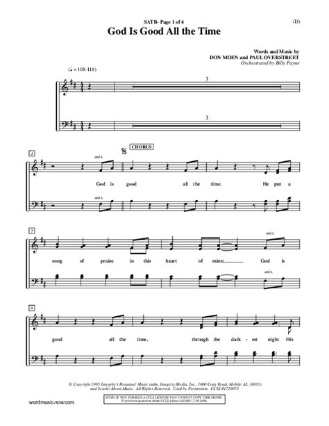 God Is Good All The Time Sheet Music PDF (Don Moen) - PraiseCharts