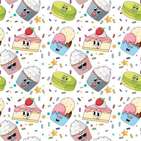 Sweet Dessert Cartoon Seamless Pattern 10518934 Vector Art At Vecteezy