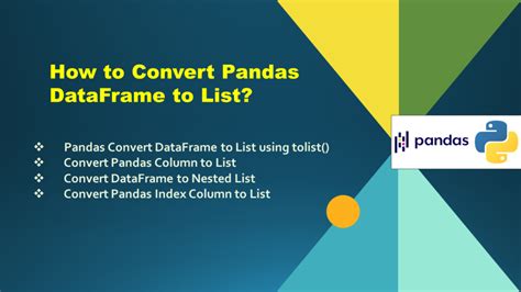 How To Convert Pandas Dataframe To List Spark By Examples