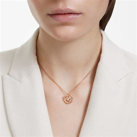 Generation Pendant White Rose Gold Tone Plated Swarovski