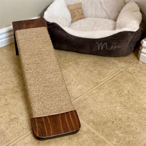 Medium English Chestnut Jute Rope Cat Scratcher Angled Floor Cat