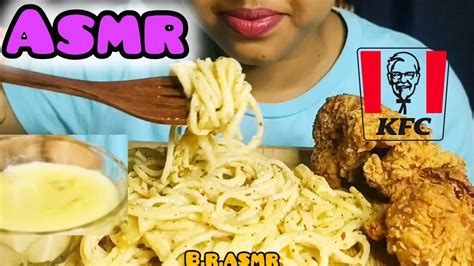 Asmr White Sauce Spaghetti Kfc Fried Chicken Cheese Sauce Eating