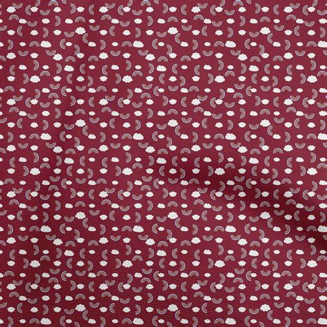 Oneoone Viscose Chiffon Maroon Fabric Cloud Sewing Material Print