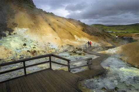 Geothermal Area With Hot Springs On Iceland Summer Stock Photo Image