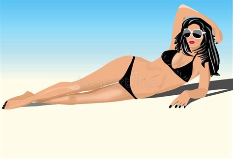 Sexy Vrouw In Bikini Met Cocktail Vector Illustratie Illustration Of Palm Zwemmen 30907804