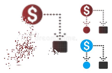 Dissolving Pixel Halftone Cashflow Scheme Icon Stock Vector