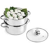 Vinod Stainless Steel Tier Steamer Momo Modak Maker With Glass Lid