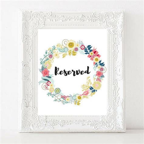 Reserved Printable Wedding Sign Flower Wreath Print Etsy