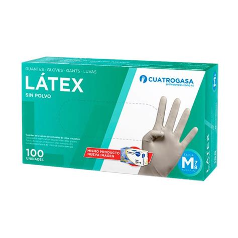 Guantes de látex blanco sin polvo CUATROGASA caja 100 unidades 0 07 ud