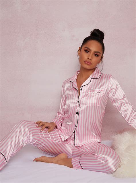 Candy Stripe Satin Pyjamas In Pink Girls Dress Outfits Satin Pajamas