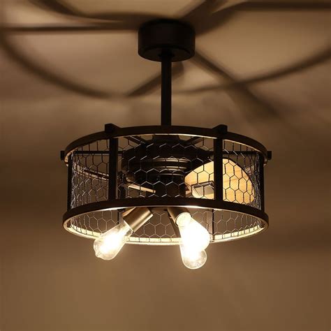 Luxury Farmhouse Rustic Reversible Ceiling Fan with Lights 3-Blade Wire ...