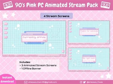 90 S Pink Pc Animated Stream Screens Pack Retro Windows Kawaii Computer Screen Starting