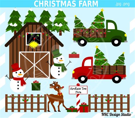 FINAL SALE Cute Christmas Clip Art Farm by NRCDesignStudio