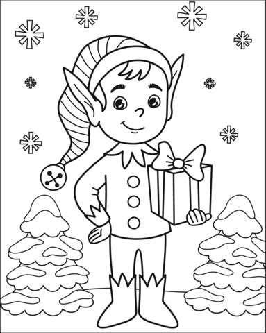 Nice Christmas Elf Coloring Page - Free Printable Coloring Pages