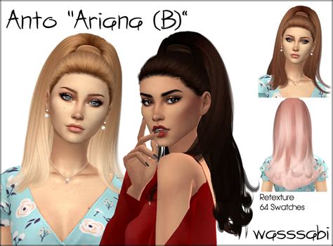 Wasssabi Sims Anto`s Ariana Hair Retextured Sims 4 Hairs