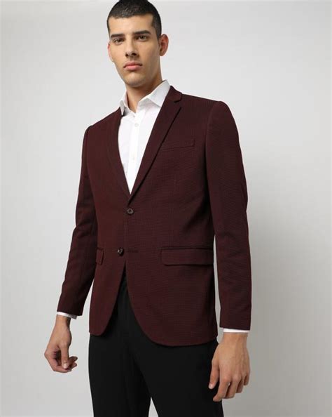 Knitted Slim Fit Single Breasted Blazer Jiomart