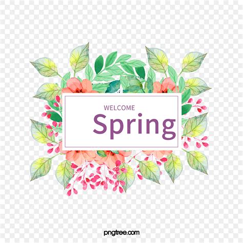 Watercolor Spring Flowers Png Picture Watercolor Spring Frame Leaves