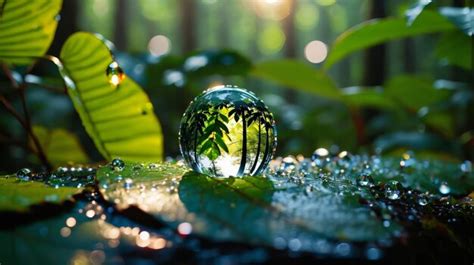 Premium Photo Glass Ball Resting On Leafcovered Ground