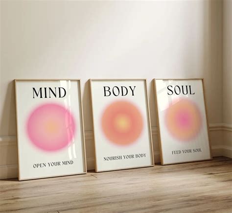 Mind Body Soul Aura Poster 3 Piece Wall Art Aura Energy Etsy In 2023