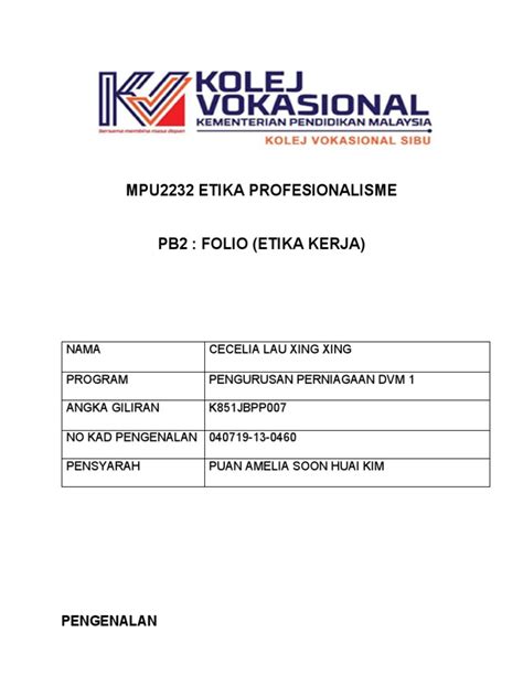 Folio Etika Kerja Pdf