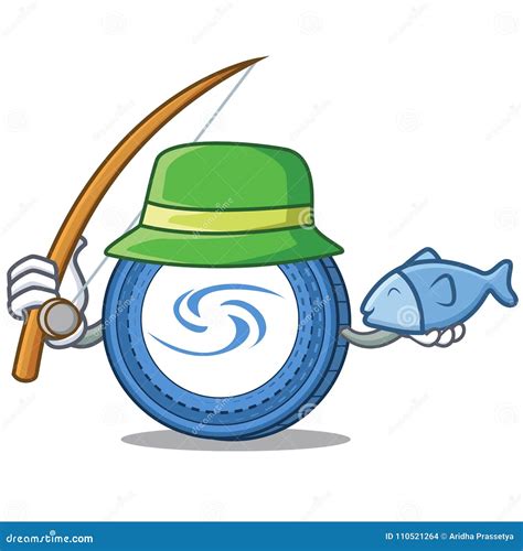 Estilo Dos Desenhos Animados Da Mascote De Syscoin Da Pesca Imagem De