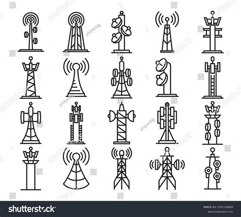 Communication And Radio Tower Icons Set Vector Royalty Free Stock