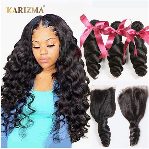 Karizma Brazilian Hair Weave Bundles With Closure Brazilian Loose Wave