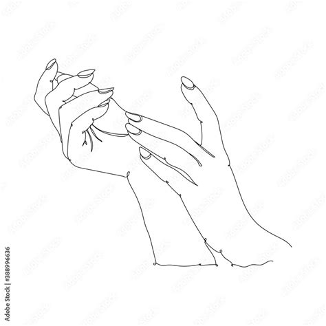 Logo Abstract Beautiful Two Hands One Line Drawing Vector