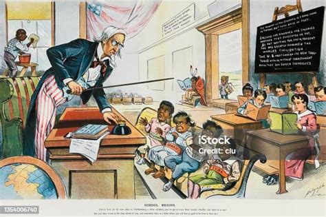 Uncle Sam Teaching His Countries Stock Illustration Download Image