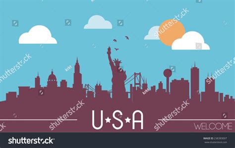 Usa Skyline Silhouette Vector Illustration Stock Vector Royalty Free