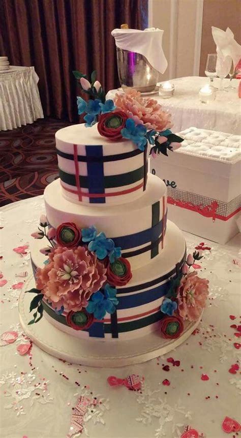 Tartan Inspired Flower Of Scotland Wedding Cake From Pâtisserie