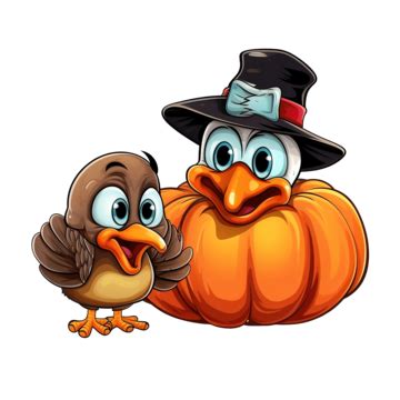 Sign With Cartoon Thanksgiving Turkey Bird And Pumpkin Turkey Bird