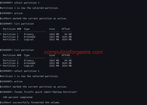 How To Create Disk Partitions In Windows Using Diskpart Command Computingforgeeks