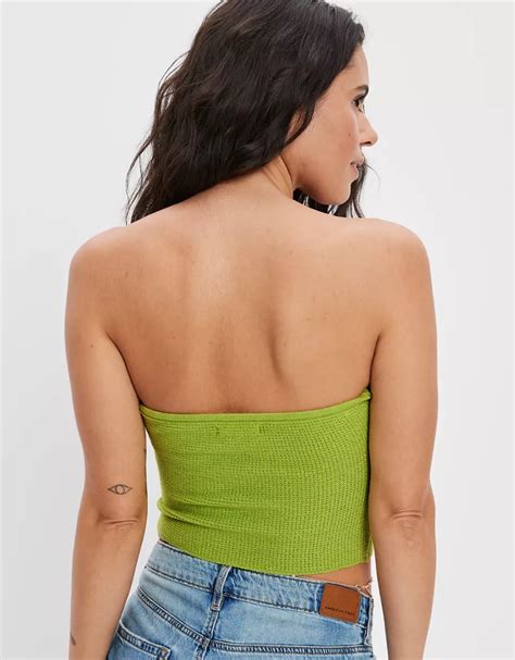 Ae Cropped Sweater Knit Twist Tube Top