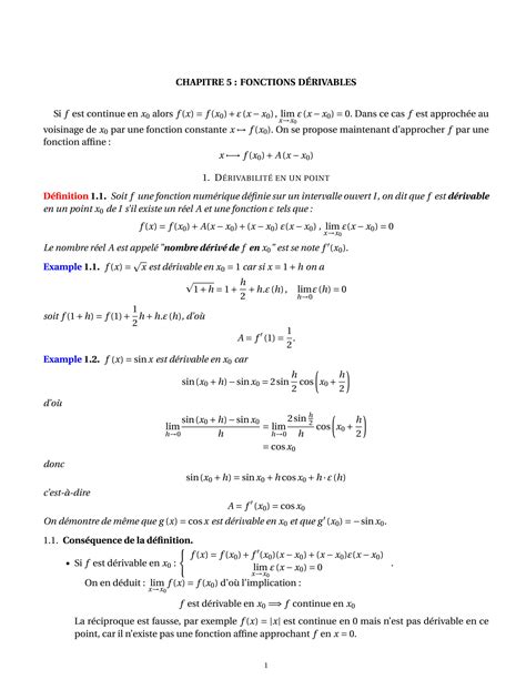 SOLUTION cours de les Fonctions dérivables et son proprietés theorems