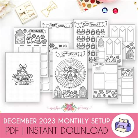 December 2023 Printable Bullet Journal Setup Masha Plans