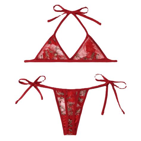 Odeerbi Women S Lingerie Set 2024 Valentine S Day Sexy Transparent Neck