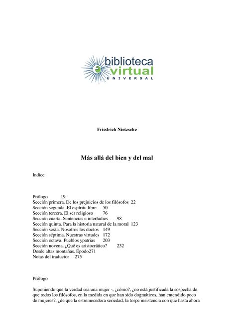 Más allá del bien y del mal Friedrich Nietzsche Friedrich Nietzsche