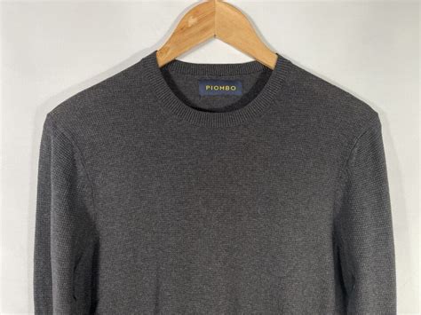 Piombo Men S Small Gray Cotton Crew Neck Knit Sweater EBay