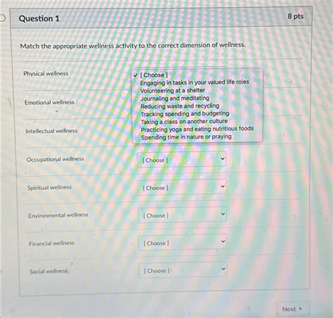 Solved Question 18 PtsMatch The Appropriate Wellness Chegg