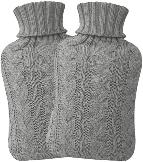 Twin Pack 2L Hot Water Bottle With Cover UK Natural Rubber 2 Litre Hot Water Bottle Perfect