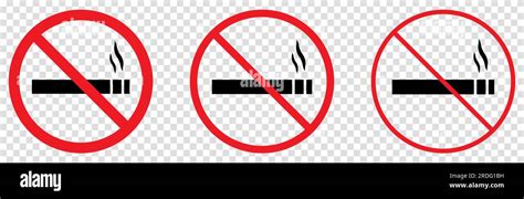 No Smoking Icon Set Stop Smoking Symbol Vector Illustration Isolated