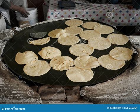 Heating Mexican Tortillas On A Comal Stock Image Image Of Heating